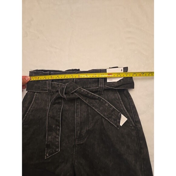 Express Shortie Extreme High Rise Womens Shorts Sz 4 Black Belted Waist Stretch - Picture 4 of 13